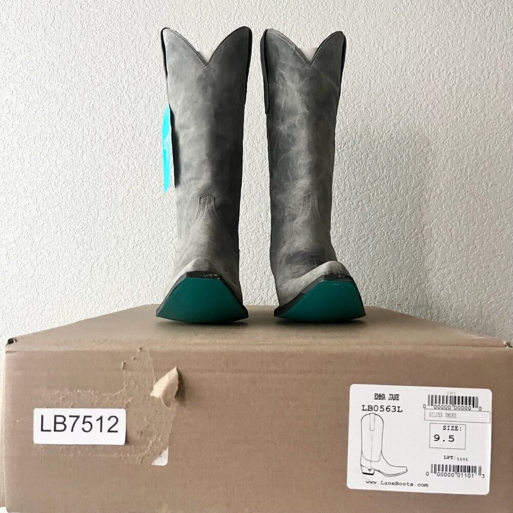 Lane EMMA JANE Gray Cowboy Boots Leather Western Tall Snip Toe Size 9.5 - Picture 11 of 12